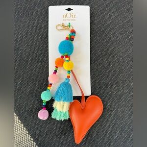 nOir Jewelry Orange Heart Pom-Pom & Tassel Keychain
